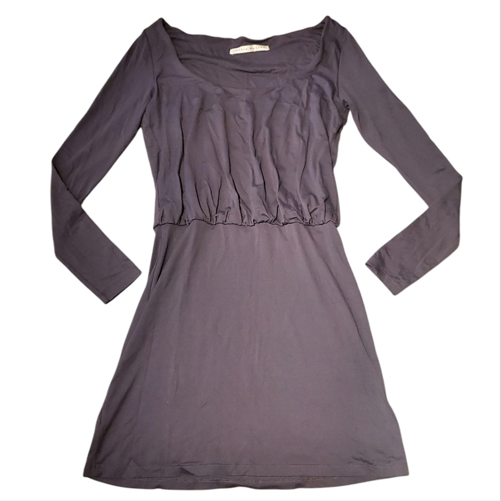 Susana Monaco Dress Blouson Long Sleeve Stretchy Soft Scoop Neck Bodycon Small